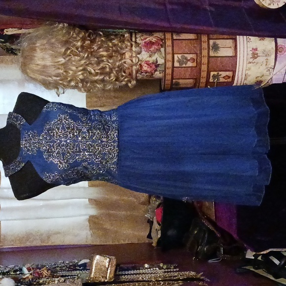 Xhilaration Dresses Xtraordinary Saphire Silver Sparkly Prom Dress Juniors 9 Poshmark